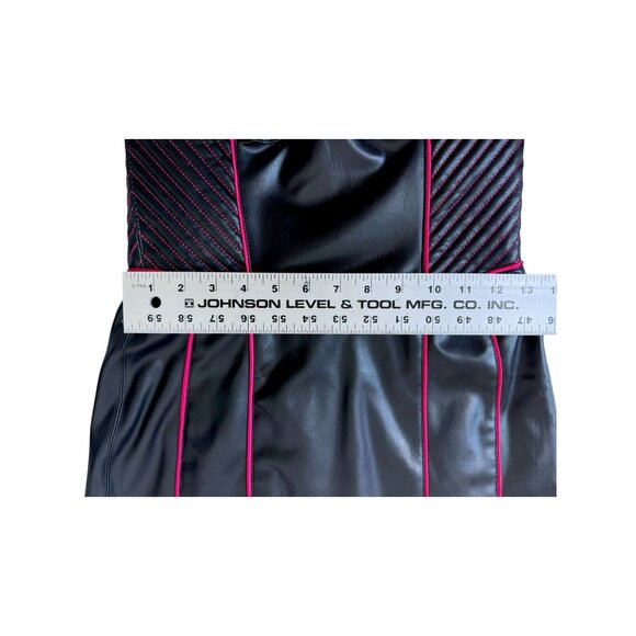 Zara Black Faux Leather Strapless Mini Dress With Pink Piping Size M New - Picture 6 of 9